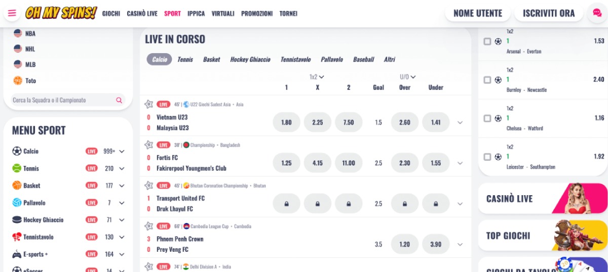 Oh My Spins Scommesse Sportive